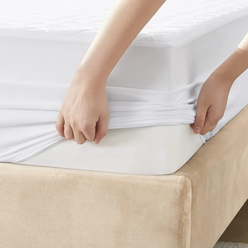 Quilted Mattress Protectors 100% Waterproof Super Soft Cosy Anti Allergy, Non-Noisy and Comfortable Fitted Style Made Of Microfiber Matress Protectors Bed Cover Available In White Colors Sizes ( Moses, Single, 4FT/Small Double, Double, King, Super King) 6
