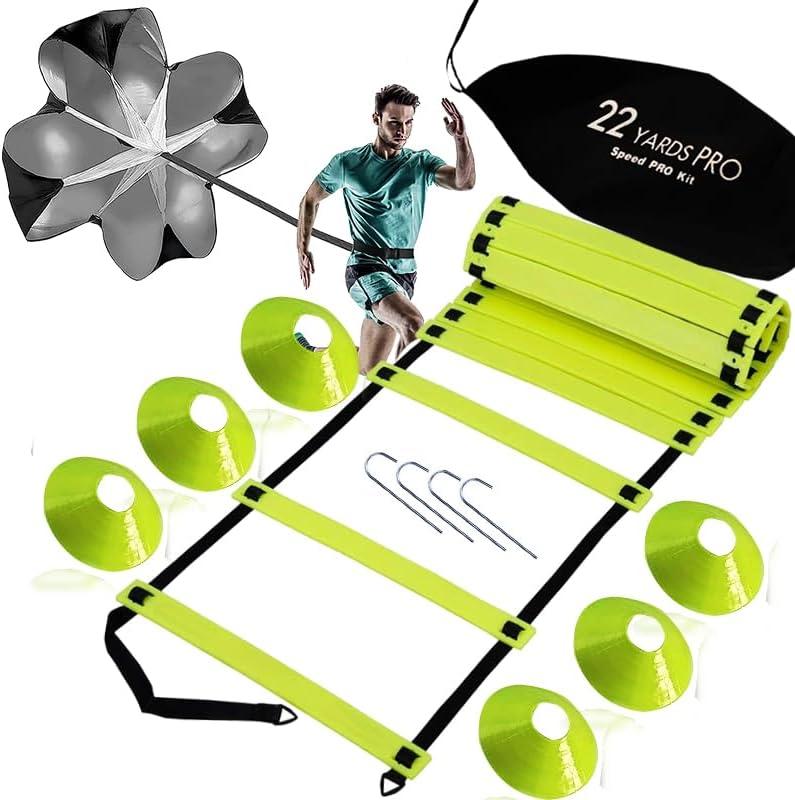 Agility Training Equipment Kit Ladder, 6 Disc Cones, Resistance Parachute Bag - UK football Equipment 4