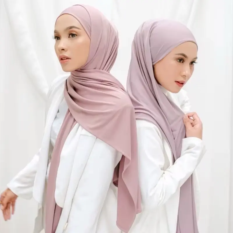 High Quality One Loop Women Muslim Malaysian Hijab Shawl Stretchy Premium Scarf Ready to Wear Cotton Jersey Sports Instant Hijab 2