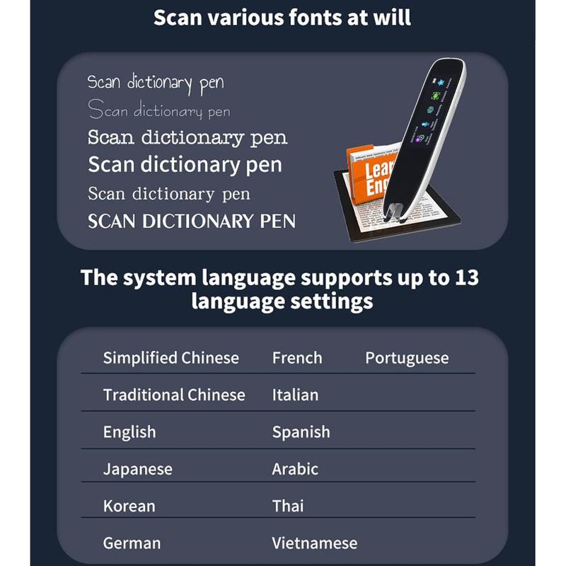Multifunctional Translation Scanning Pen, Built in Recording, 13 Languages Supported, ABS Material, Reading Pen with Translation, Translator Pen for Home, School, Library 4