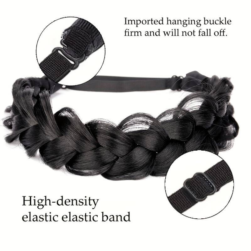 Product Introduction of Elegant 1pc Braided Headband Wig for Women - Natural Look, Straight Synthetic Hair, Perfect for Everyday Use 1