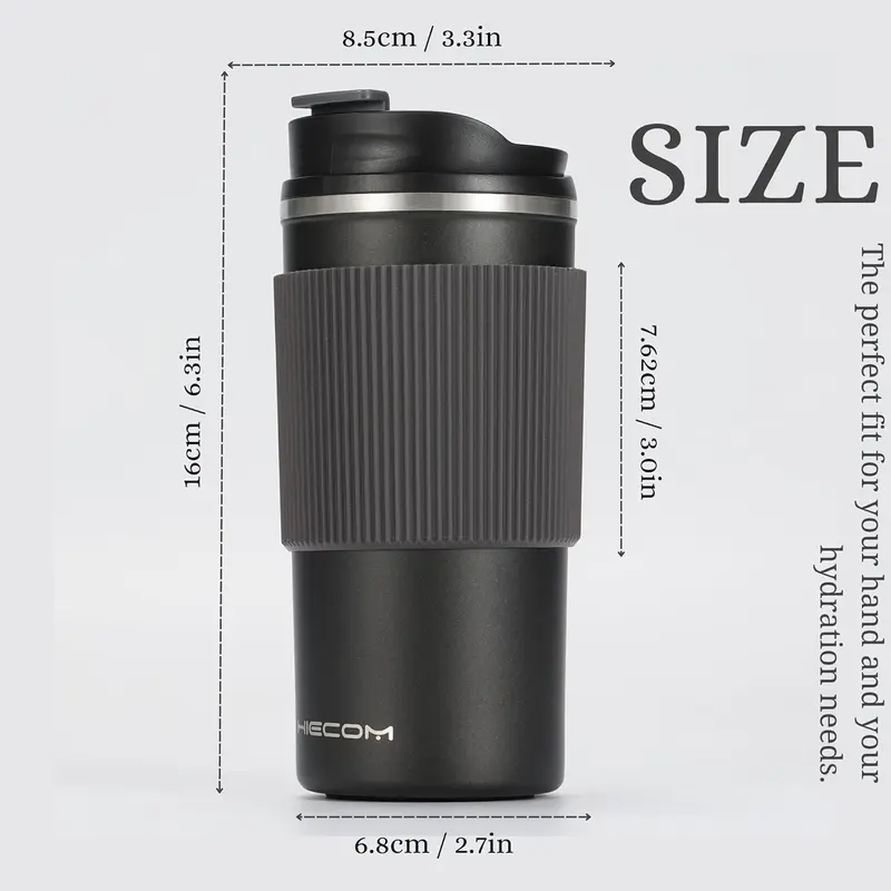 Coffee Cup Vacuum Insulated Travel Mug with Double-Wall, Heat-Resistant Design, Non-Slip Silicone Grip, and Leakproof Lid for Hot and Cold Beverages Drinkware Flasks Stainless Steel thermal  coffee 1