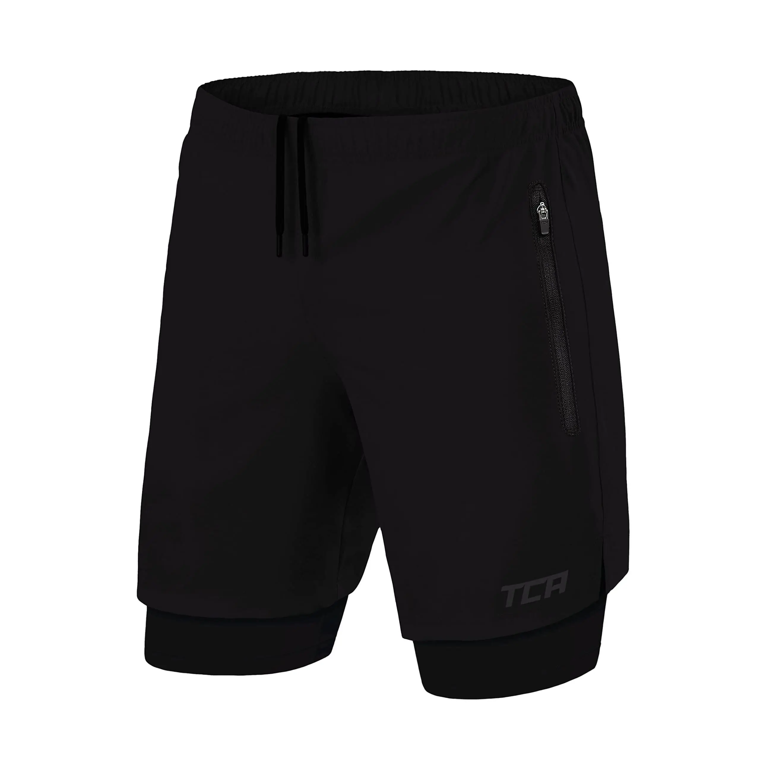 TCA Men's Ultra 2 in 1 Running Gym Shorts with x2 Zip Pockets