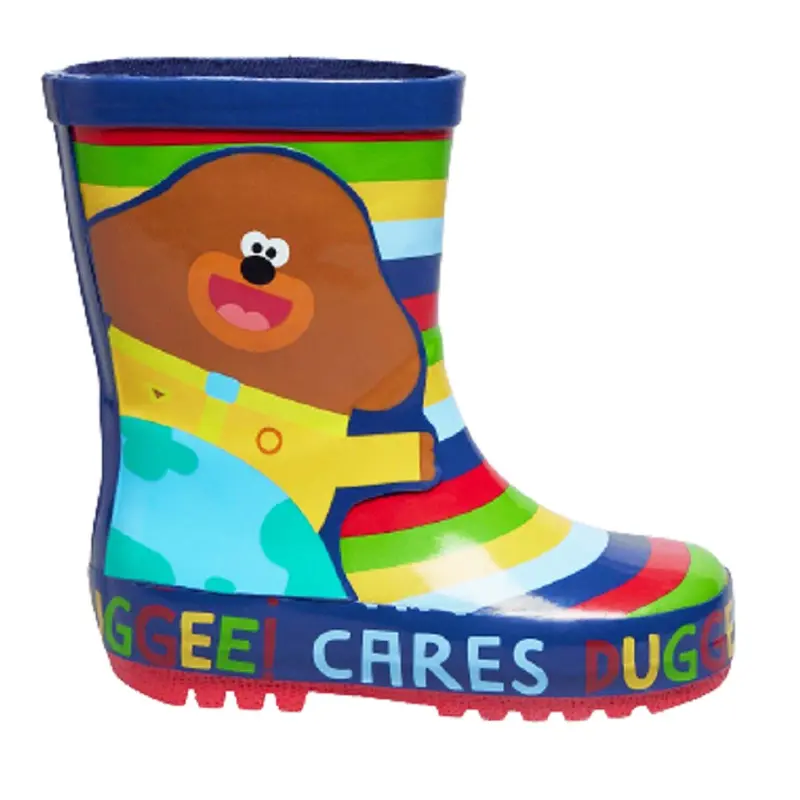 Hey Duggee Rainbow Rain Boots for Kids – Waterproof & Easy to Wear (Sizes 5–10 UK) - Duggee Cares Design 1