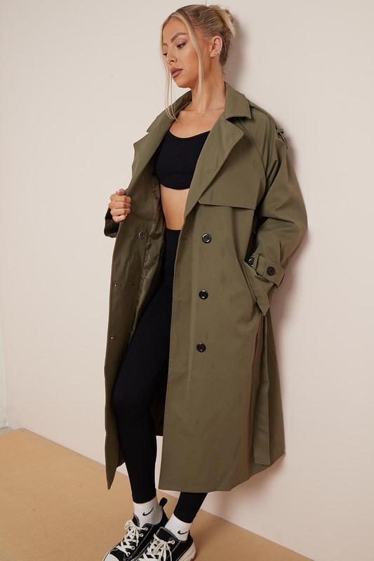 Product Introduction of KatchMe Women's Oversized Premium Waist Tie Double Breasted Trench Coat (UK 8-22),High-End Outerwear Jacket,Plain Minimalist Side Pocket Lady's Outfits 16