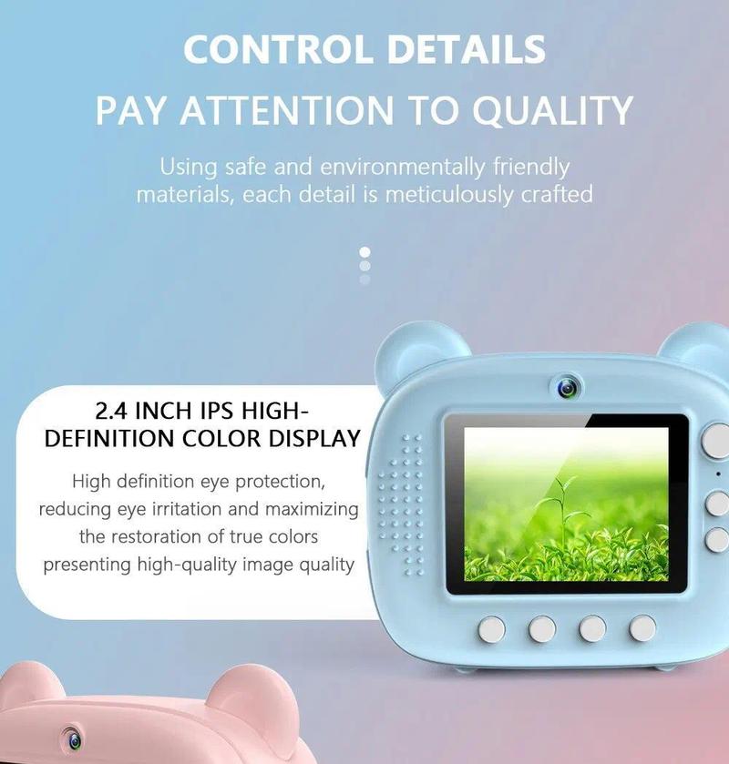 Product Introduction of Children Digital Camera Instant Print for Kids Thermal Print Camera Instant Photo Printing Camera Video Toys+32G Memory Card 48