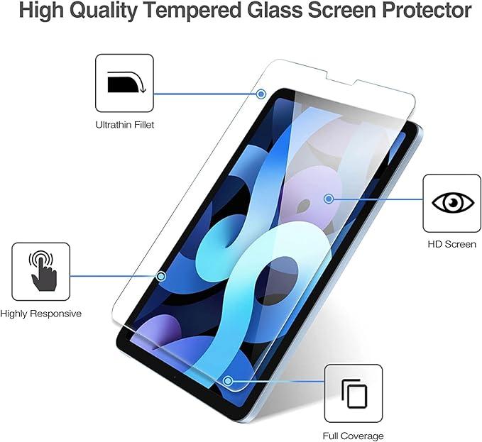 2 Pack Screen Protector for iPad Air 5th 2022 / iPad Air 4th 2020 10.9-inch and iPad Pro 11 Inch All Models, Tempered Glass, Face ID Compatible, 9H Hardness 2