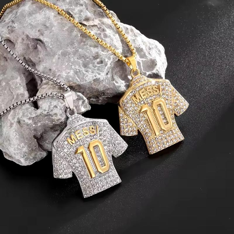 Messi No.10 Sports Jersey Bling Pendant Necklace - for Soccer Fans Gift Boxed 5