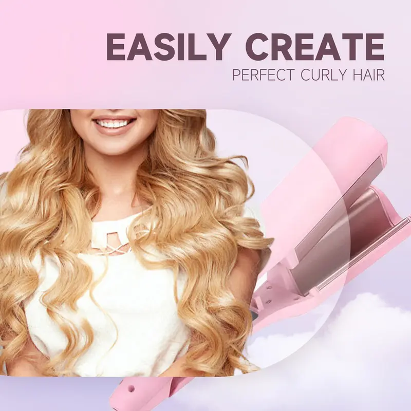 【Local Seller】French Wave Curling Iron, Egg-Roll Hairstyle Water Ripple V-Shaped, 4 Gears Temperature Fast Heating Ceramic Barrel, 32mm Mermaid Wave Wand for Long or Short Hair 1