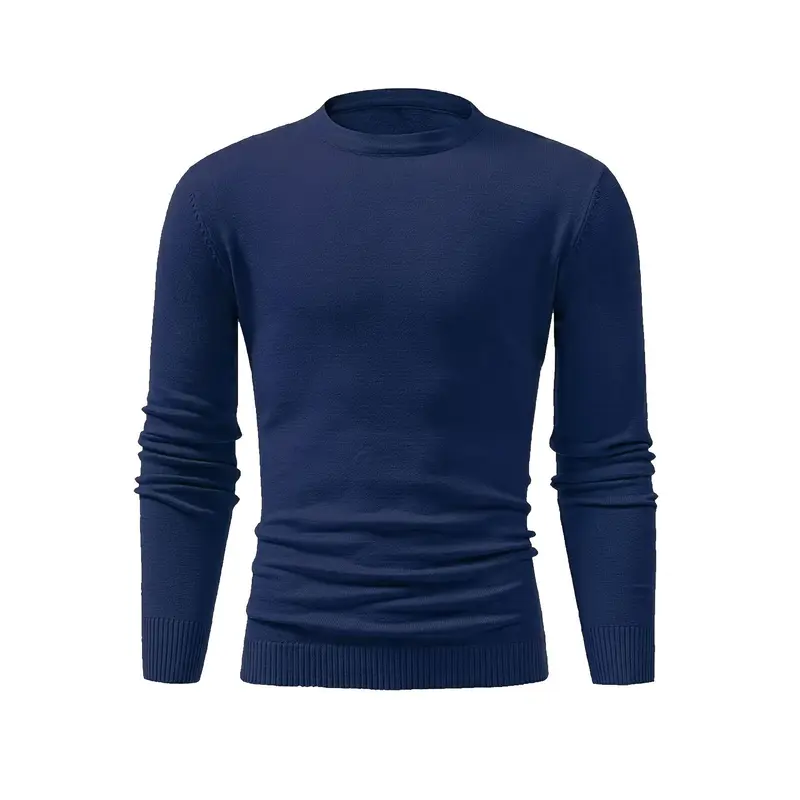 [Autumn Winter Knitted Sweater] Men's Warm Autumn and Winter Round Neck Knitted Sweater with Hood - Plain Color - Cross-border 2