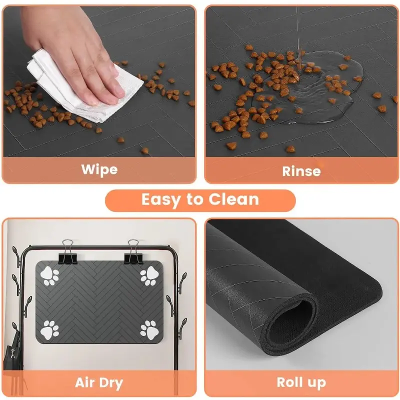 Pet Feeding Mat-Absorbent Pet Placemat for Food and Water Bowl, with Waterproof Rubber Backing, Quick Dry Water Mat for Dog Cat 4