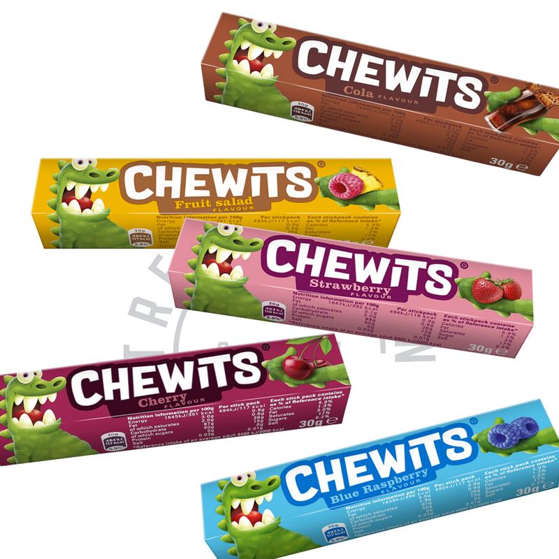 Product Introduction of Chewits Stick Chews | Blue Raspberry, Fruit Salad, Strawberry, Cola or Cherry - Choose Pack | Chewy Candy Sweets 41