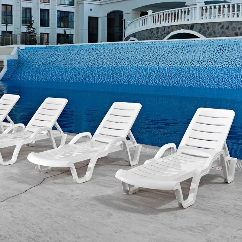 Marko Outdoor Sun Lounger Garden Patio Relaxer White Recliner Wipe Clean Relaxer Summer Bed 4