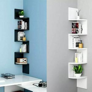 3/5 Tier Floating Wall Shelves Corner Shelf Storage Wood Display Bookcase Unit Wooden Decor
