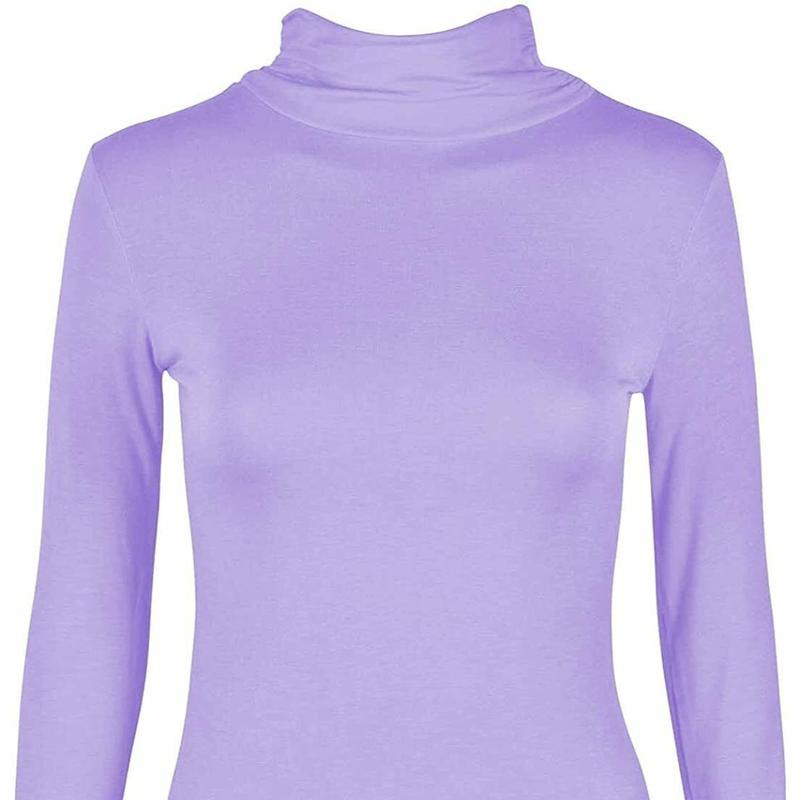 WOMENS POLO NECK TOP STRETCH LADIES LONG SLEEVE TURTLE NECK TOP JUMPER 8-26 4