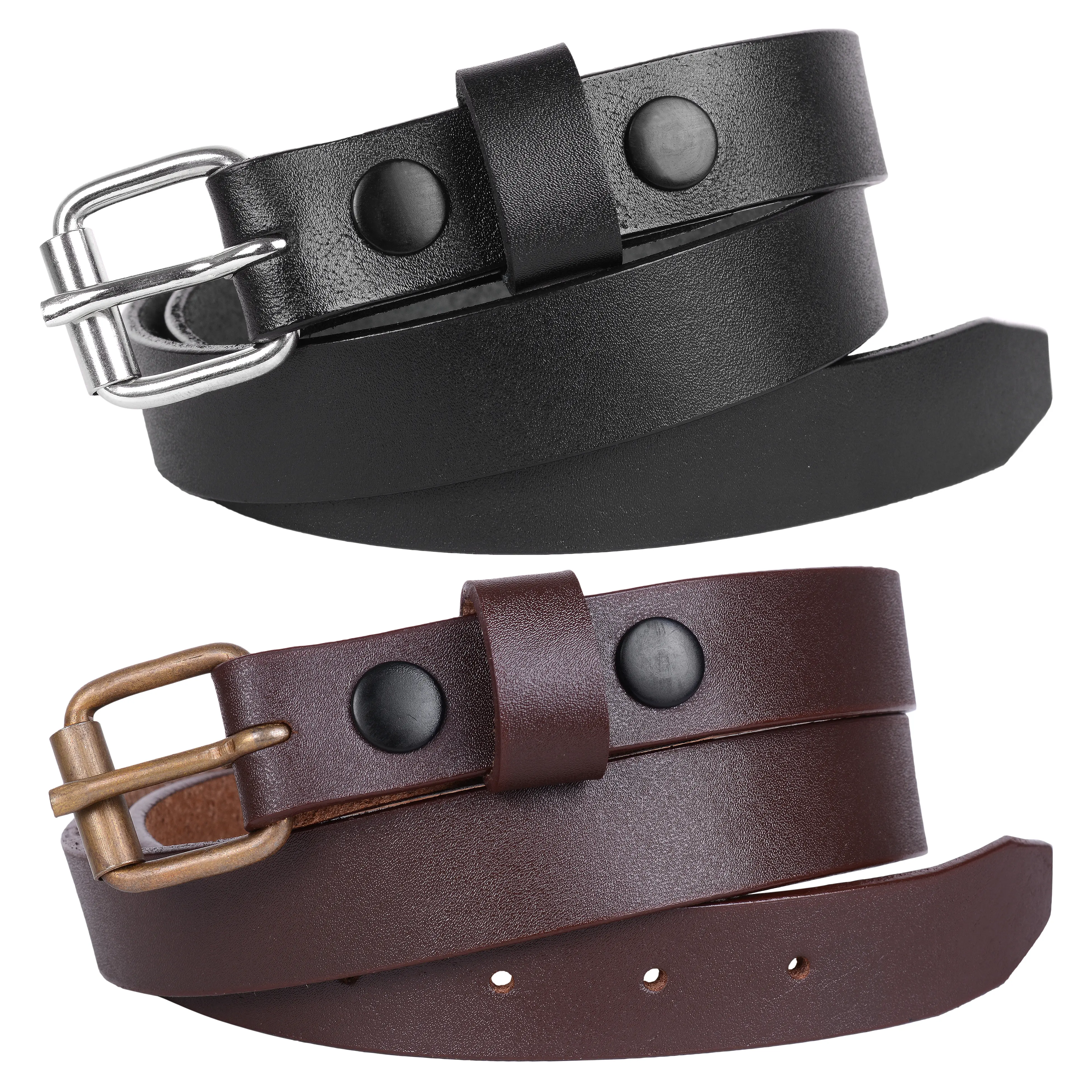 Leather belt for kids (100% genuine) black / brown 18'' to 28" waist sizes