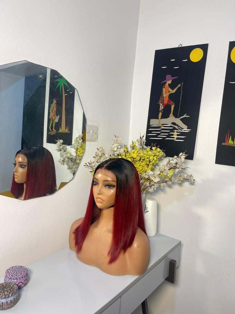 Product Introduction of Burgundy Raw Donor Human Hair Wig - Super Full 14”Inches, Over 250 Density 13