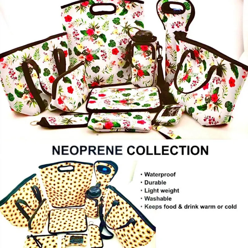 Neoprene products - water Bottle Holder, tote bag, lunch bags, sunglass holder, wine bottle case and more Drinkware Lightweight upto 75% off 6