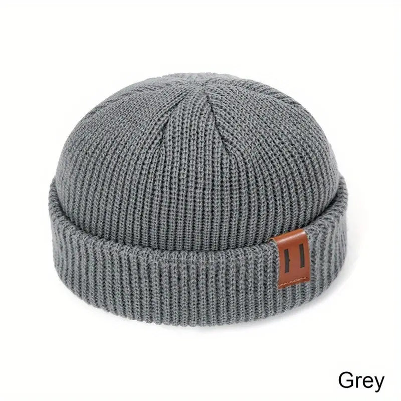 1PC Men Women Fashion Winter Knitted Beanie Hat Unisex Cap Hip-hop Cuffed Short Cap Bonnet Warm Ribbed Fisherman Docker Hats 7