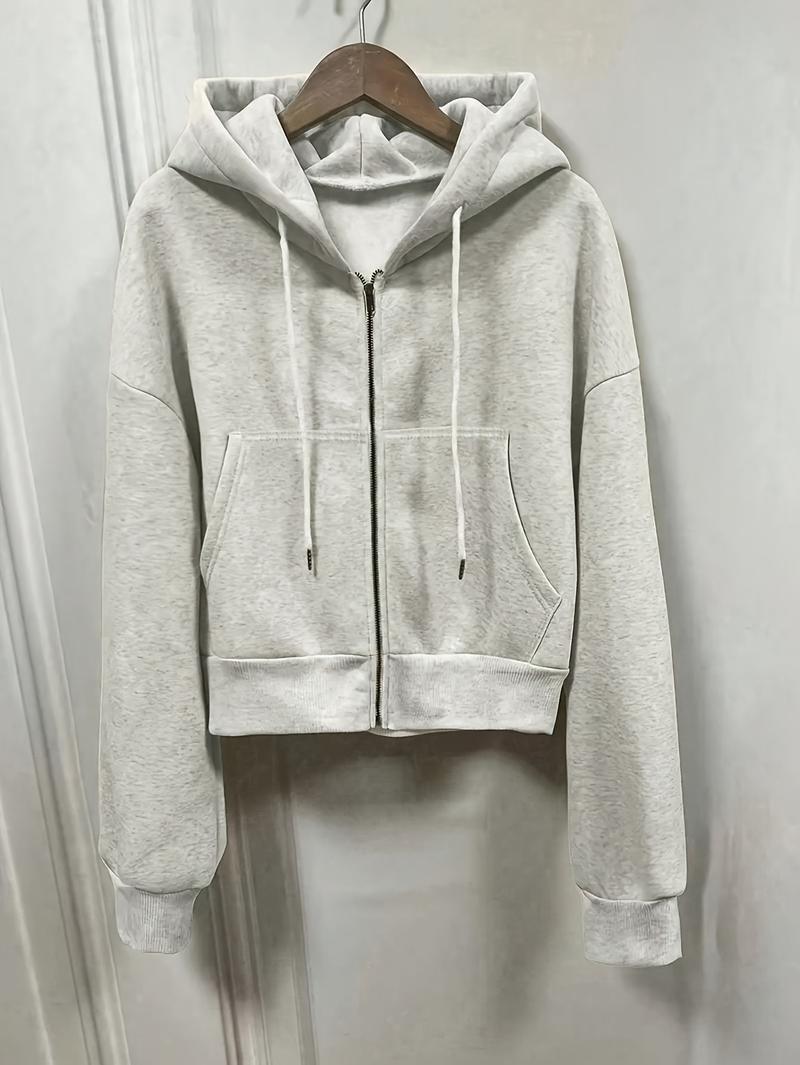 Product Introduction of Cozy Drop Shoulder Hoodie - Fashion Hoodies with Kangaroo Pocket, Casual Zipper Long Sleeve Drawstring Sweatshirt, Soft Women's Clothing for Everyday Wear 6
