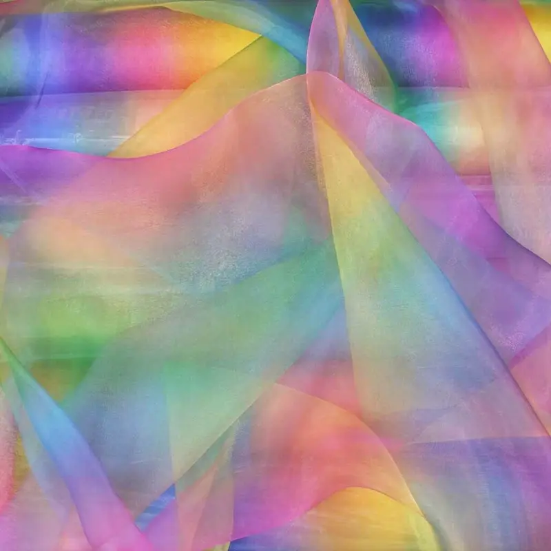 Rainbow Organza Voile Fabric 3