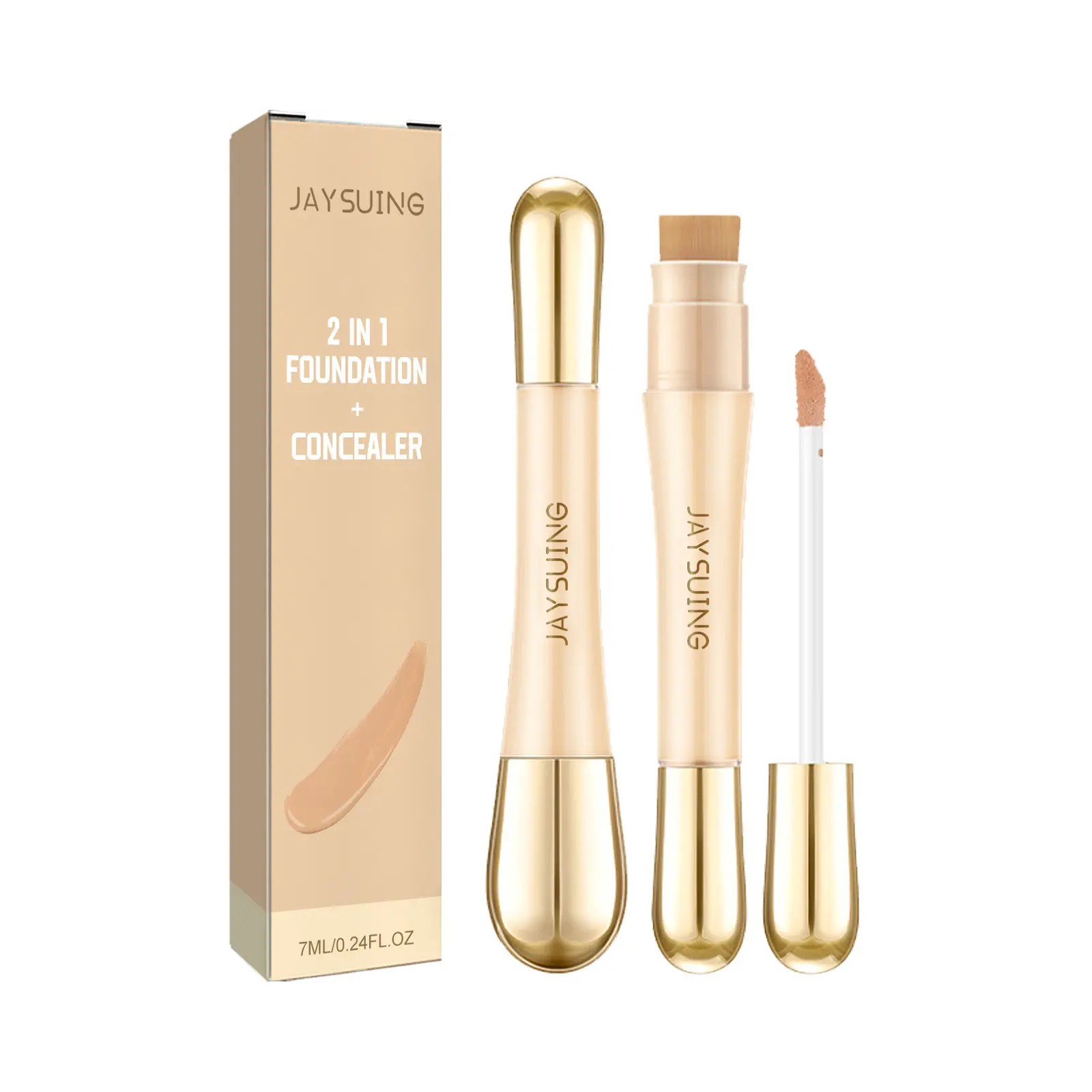 2024new Jaysuing 2 In 1 Foundation + Concealer, Blemish Print Natural Concealer Long-Lasting Makeup Invisible Pore Concealer
