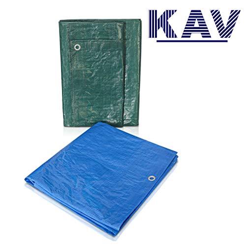 KAV - 1.80 x 2.70M (6x9 FT) Green Strong Waterproof Universal Tarpaulin Tarp sheet in - Ground Sheet Covers For Camping Fishing Gardening Pets  Premium Quality Cover Made of 80 gram 5