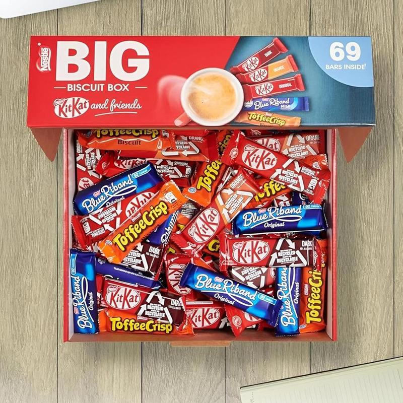KitKatt and Friends Big Biscuit Box - 69 Assorted Chocolate Bars Including KitKatt, Blue Riband, and Toffee Crisp - Milk, Snack mixed  chocolate| Gift for Easter, Eid ul Adha, Father's Day, Spring, Wife/Husband, Girlfriend/Boyfriend Dessert 4