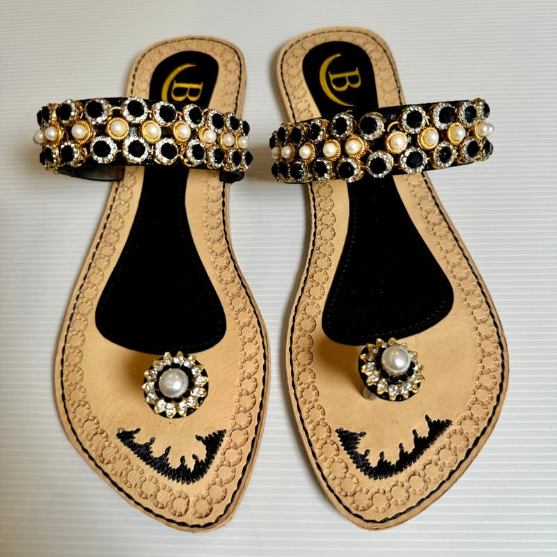 Bisma handmade embroidery toe post leather summer party wedding sandals Dilruba (B13) 4