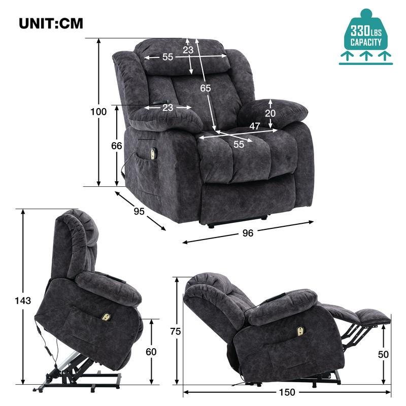 Power massage adjustable recliner chair, suitable for indoor use, for relieving fatigue, heavy load, and safe exercise. Comfort Storage 8