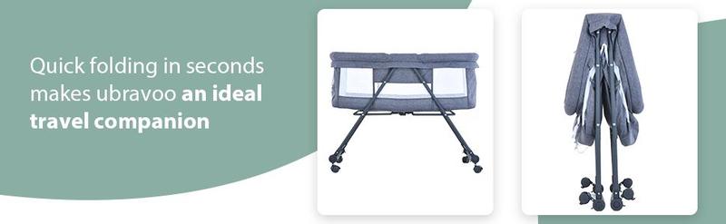 Product Introduction of UBRAVOO Baby Grab-and-go Travel Cot  with Mattress & Silent Wheels,  Rocking Crib Convertible, XYT-001 66
