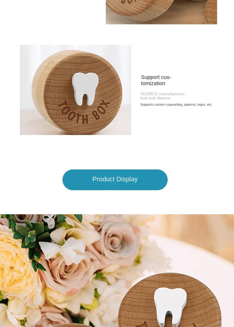 Product Introduction of 1PC Modern Minimalist Baby Teeth Box For Boys And Girls, Children's Teeth Collection Commemorative Box, Fetal Hair And Umbilical Cord Preservation Wooden Box Baby Shower Family Decorations Gifts 9