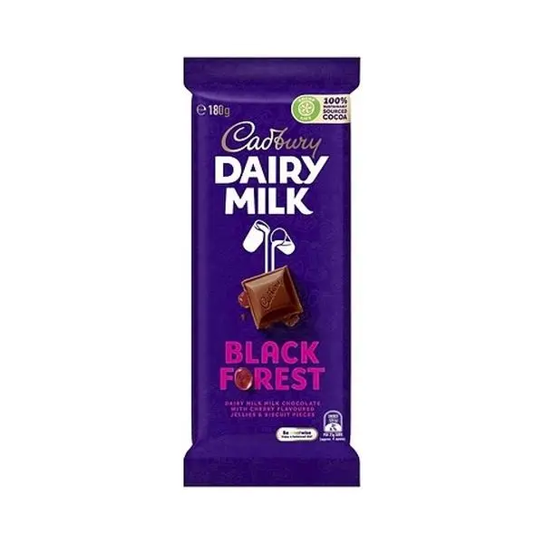 Cadbury Dairy Milk Black Forest Bar - 180g - Australian Import Chocolate - Snack Bonbon Dessert