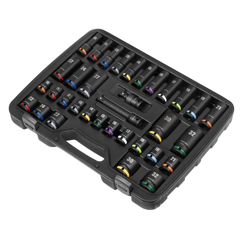 Sealey Premier Impact Socket Set 1/2"Sq Drive 34pc Colour Coded 1