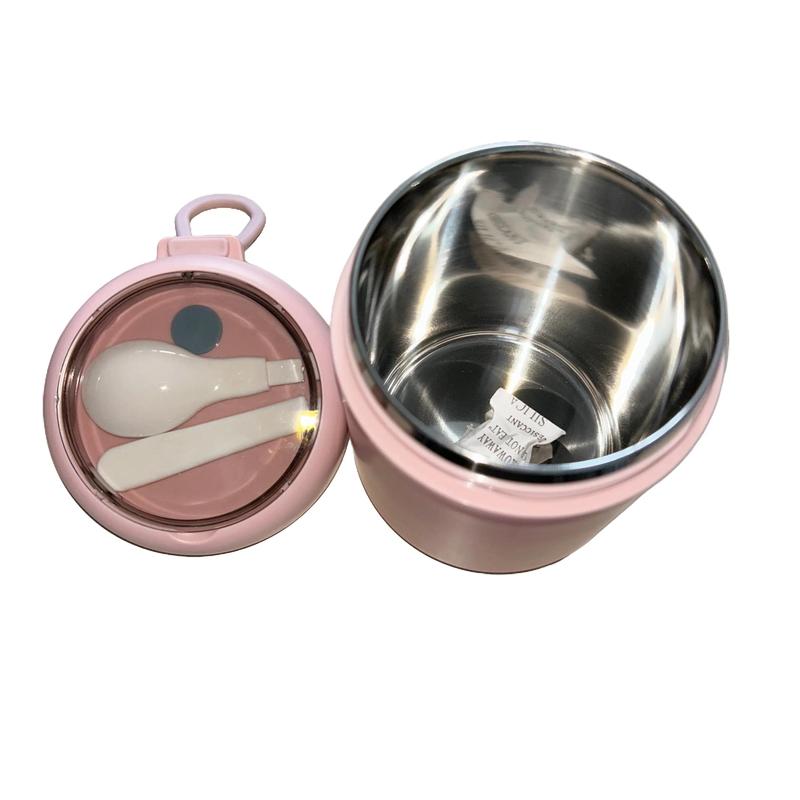 Stainless steel vacuum insulated Soup cup with spoon 1