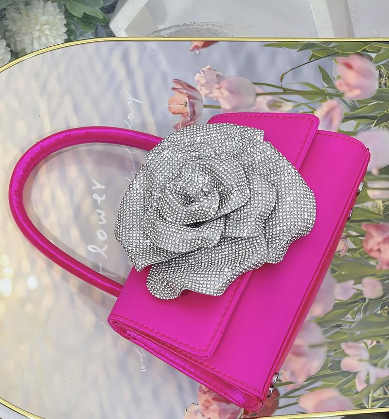 Product Introduction of New Arrival Trendy Women Chic Round Satin Crossbody Hand Bag with Round Bling Crystal Handle Evening Party Bag Purse 19