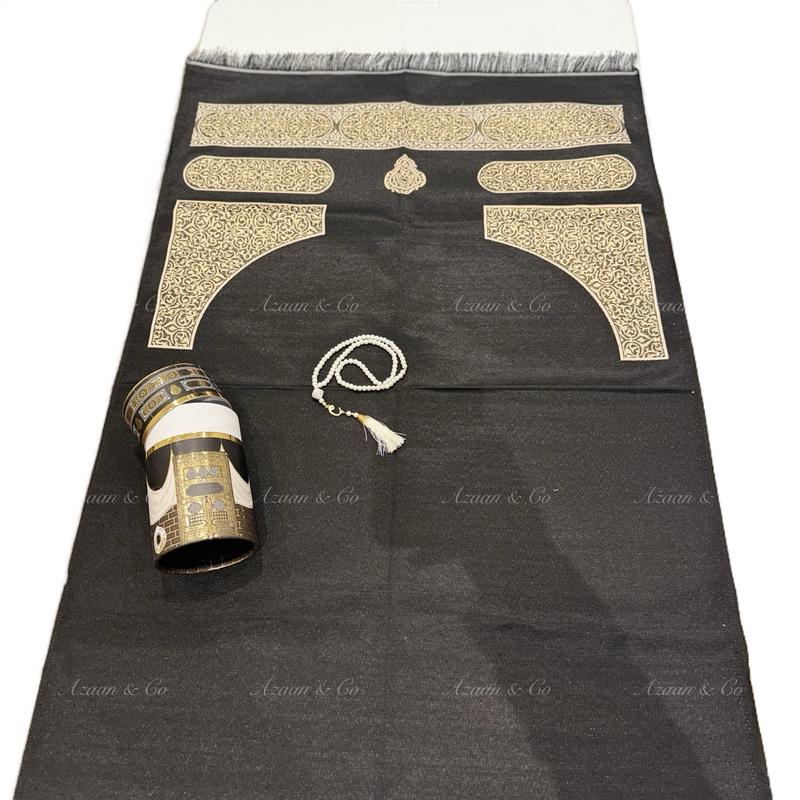 Kaaba Box Gift Set Door Pattern Prayer Mat & Tasbeeh Travel Mat in a box Muslim Islamic Gift Janamaz Salah Namaz soft prayermat prayermats heart prayerrug 1
