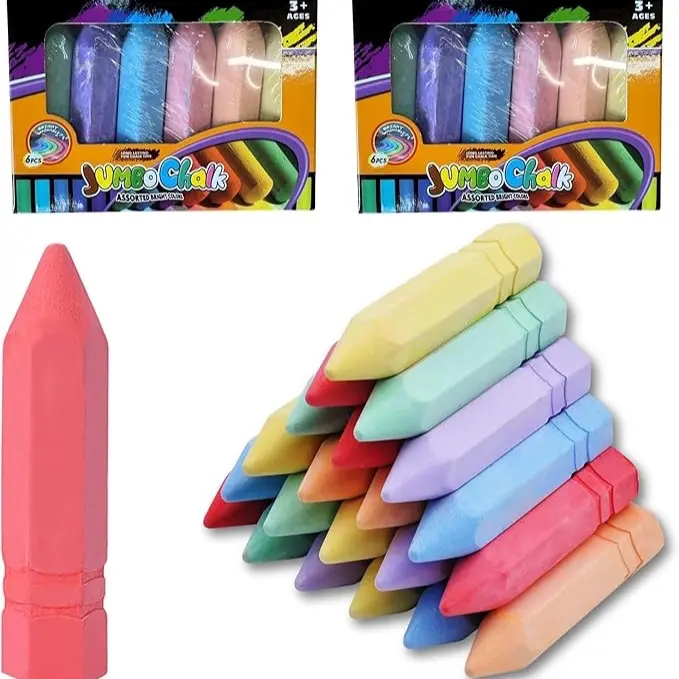 12 PCS Cone Shaped Chalk Set - Non-Toxic Washable Jumbo Sidewalk Chalk for Outdoor Art Games, Summer Activities & Blackboard Drawing - Perfect for Kids' Creative Play