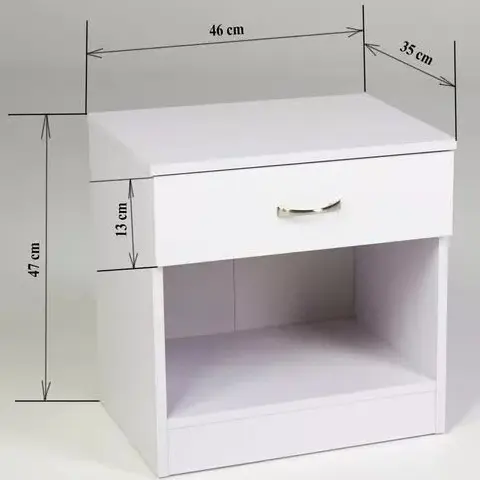 HARMIN Pair of White on White Bedside Cabinets WITH HIGH GLOSS DRAWER FRONTS 4