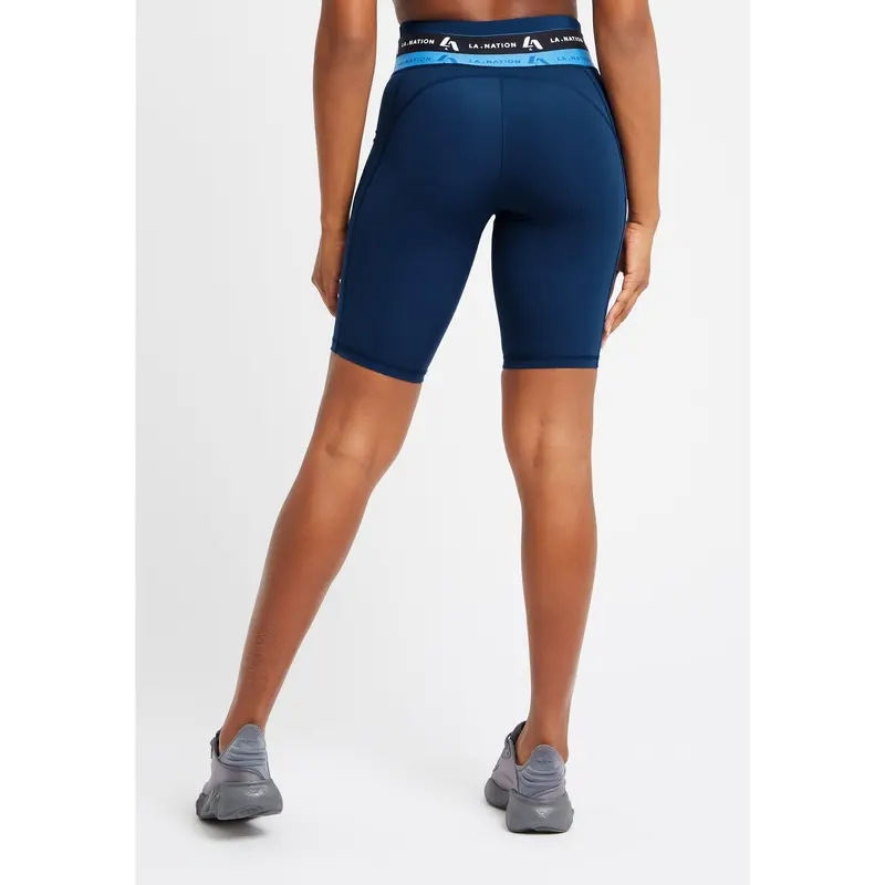 Cycling Shorts with logo waistband-Dark Blue 1