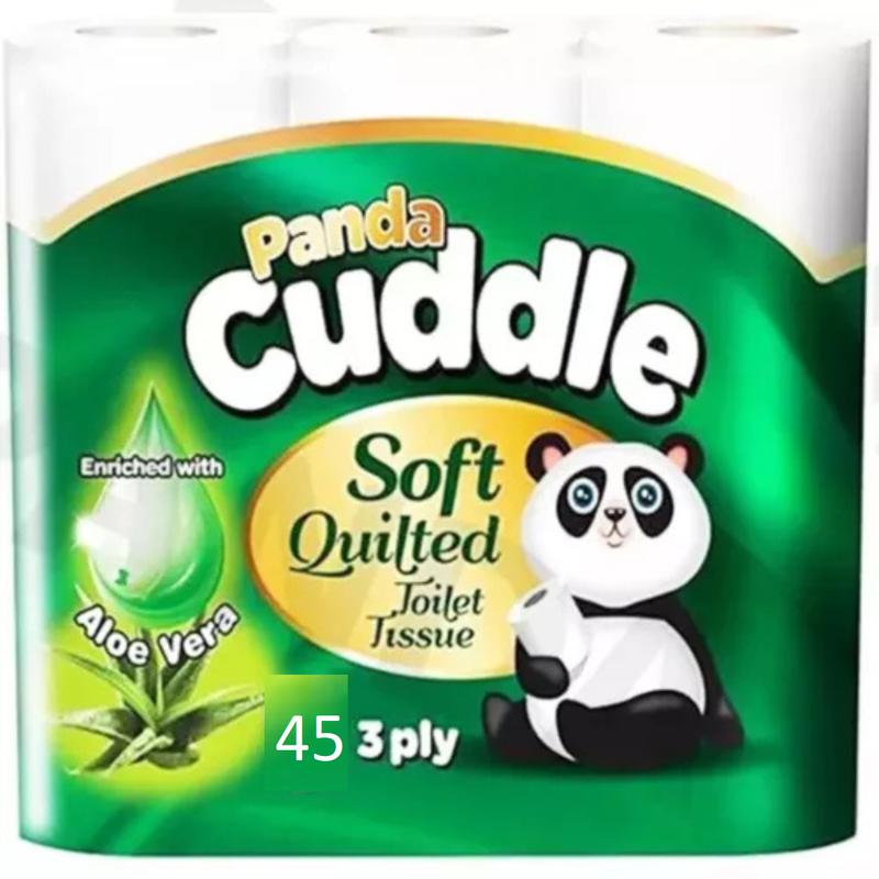 Panda Cuddle Classic | Aloe Vera | Lemon Soft Quilted 3 Ply  lightweight Toilet Tissue Roll bathroom Ultimate Comfort (Pack of 45) cheapest  eco-friendly strong toilet paper & wipes perfumescented 3
