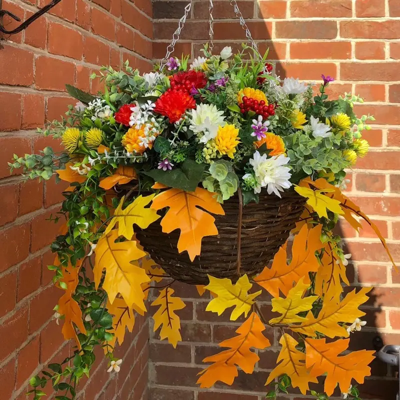 Artificial faux flower hanging basket garden patio handmade uv sprayed home decor 0