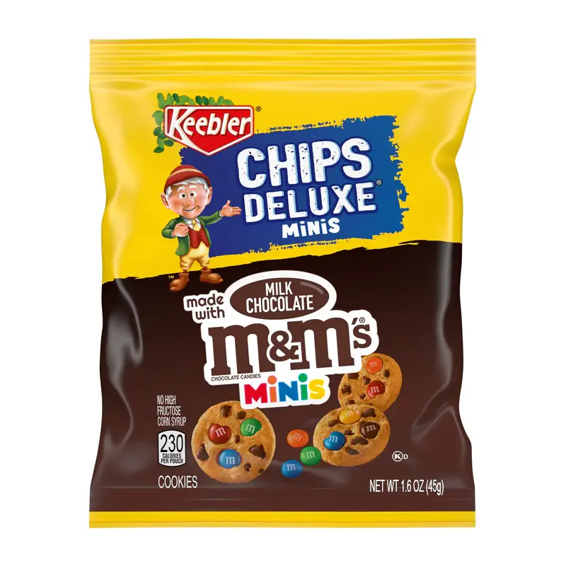 Keebler On-the-Go Rainbow Chips Deluxe Cookies | Individually Wrapped, Mini Chocolate Chip Keebler Cookies with Real M&M's | Rainbow Mini Cookies, Travel Snacks, 45g Pouches Milk Traditional