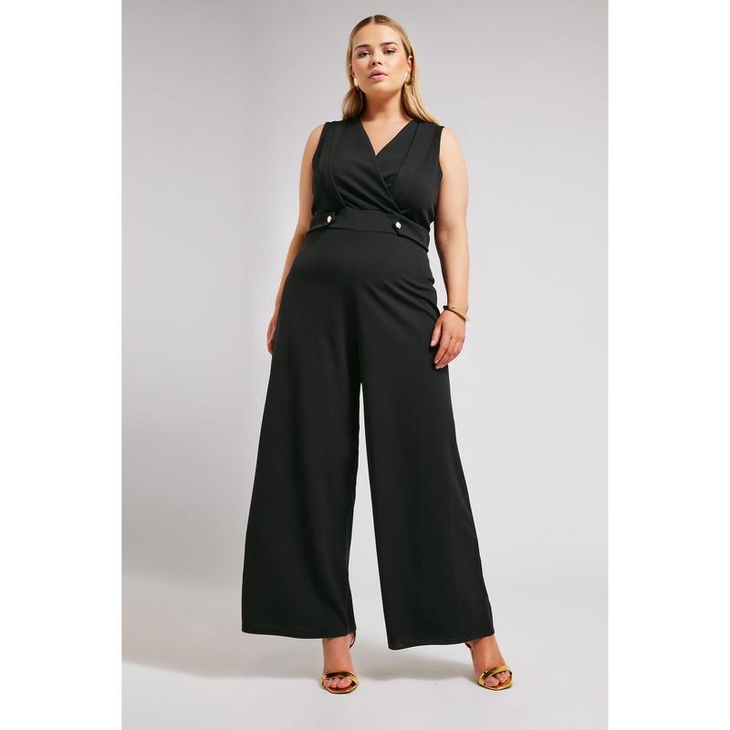 YOURS LONDON Curve Black Sleeveless Wide Leg Jumpsuit 1