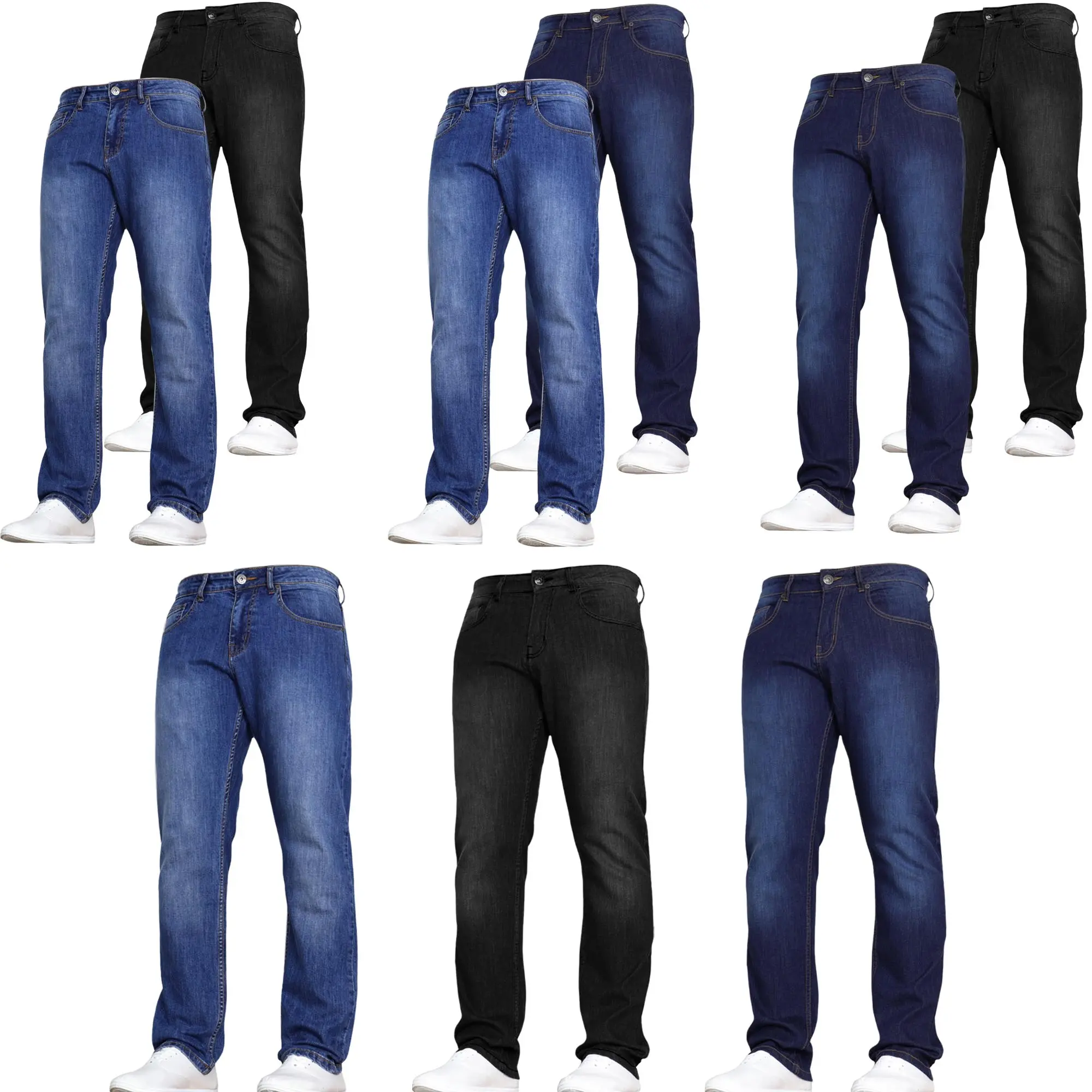 2 Pack SMITH & JONES Mens Jeans Stretch Regular Fit Classic Essentials Denims Available in 1 and 2 Pack