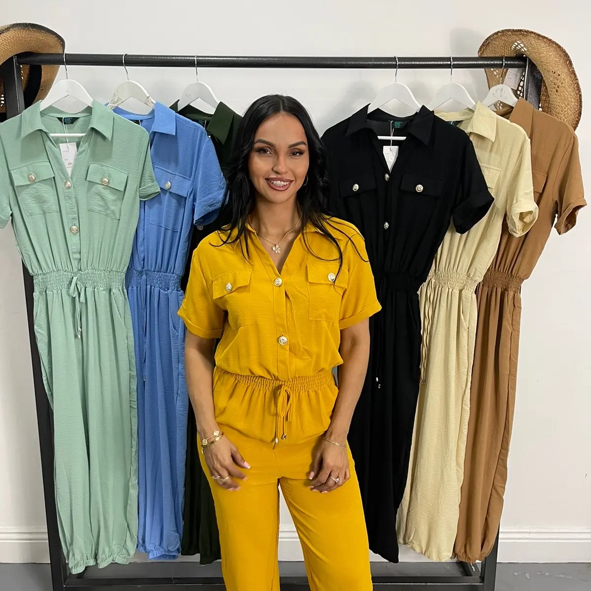 Womens Button Utility jumpsuit
