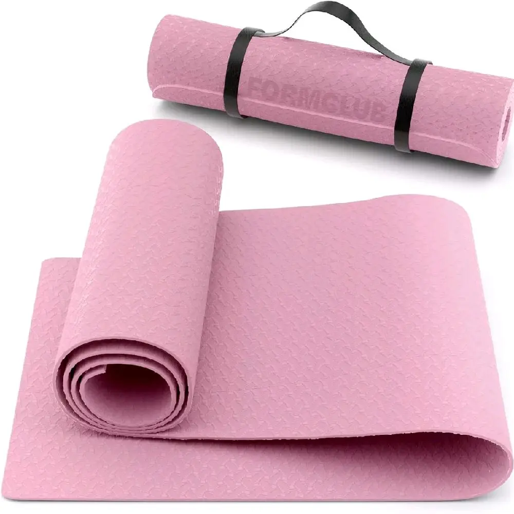 Non-Slip Pink Yoga Mat for Gymnastics and Pilates Exercise - Thick 6MM Workout Mat
