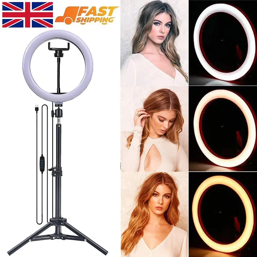 12" LED Ring Light with Tripod Stand Phone Mount for YouTube Makeup Video Live - Selfie - Cellphone Adjustable Portable Smartphone Camera