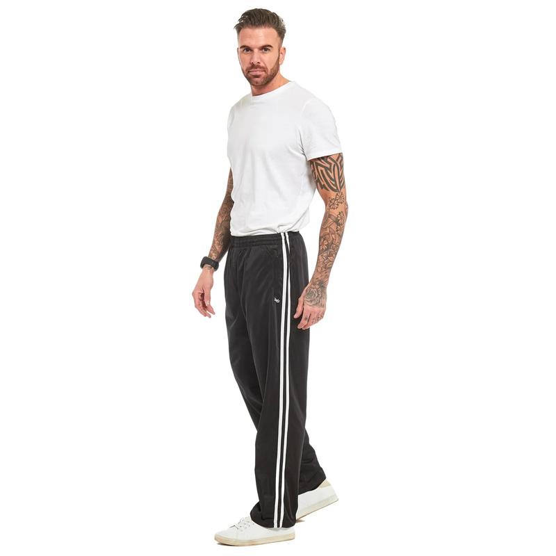 MENS TRACKSUIT BOTTOMS SILKY JOGGERS JOGGING STRIPED GYM SPORTS PANTS TROUSERS Fabric Plain Casual Hem Pockets Underwear Human plush men 1