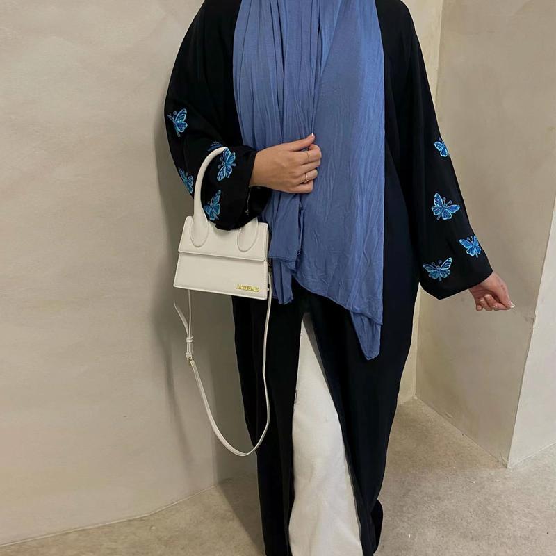 HASASERIES HS1040 Butterfly Embroidered Elegant Cardigan Robe plain elegant solid casual 5